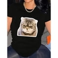 thumbnail image 1 of Cat Lover Graphic Tee Fashion Casual T-Shirt Top Round Neck Short Sleeve Cotton Shirt Black S-5XL, 1 of 5
