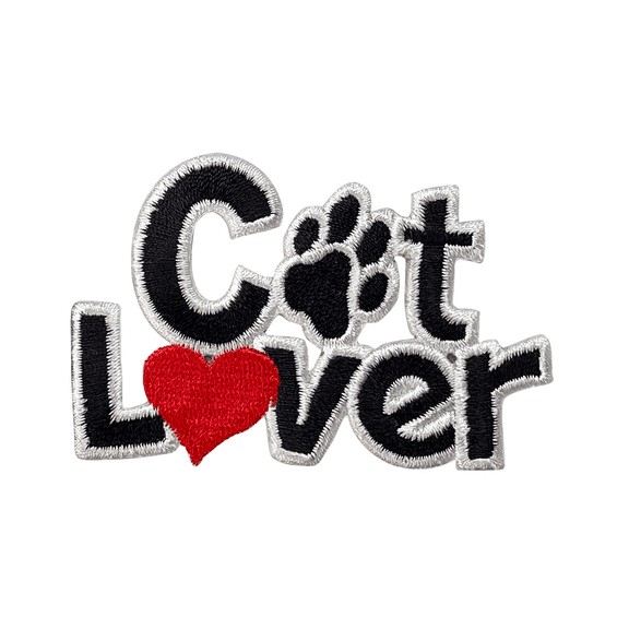 Cat Lover - Heart and Paw Print - Pets - Iron on Applique - Embroidered Patch