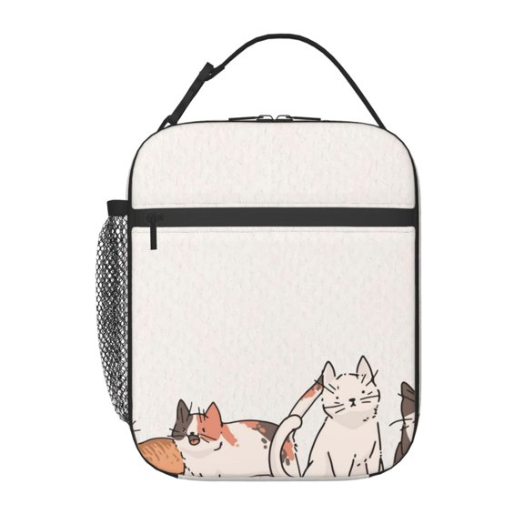 Cat Lover Pattern Background Design Reusable & Cute Leakproof Cooler Lunch Bag - Ideal For Women And Men At Work, Office, Travel & Picnic