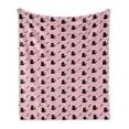 thumbnail image 1 of Cat Lover Soft Flannel Fleece Blanket, Kitten Motifs Along Paws Childish Characters Toddler Animal Scene, Cozy Plush for Indoor and Outdoor Use, 50" x 70", Baby Pink and Night Blue, by Ambesonne, 1 of 5