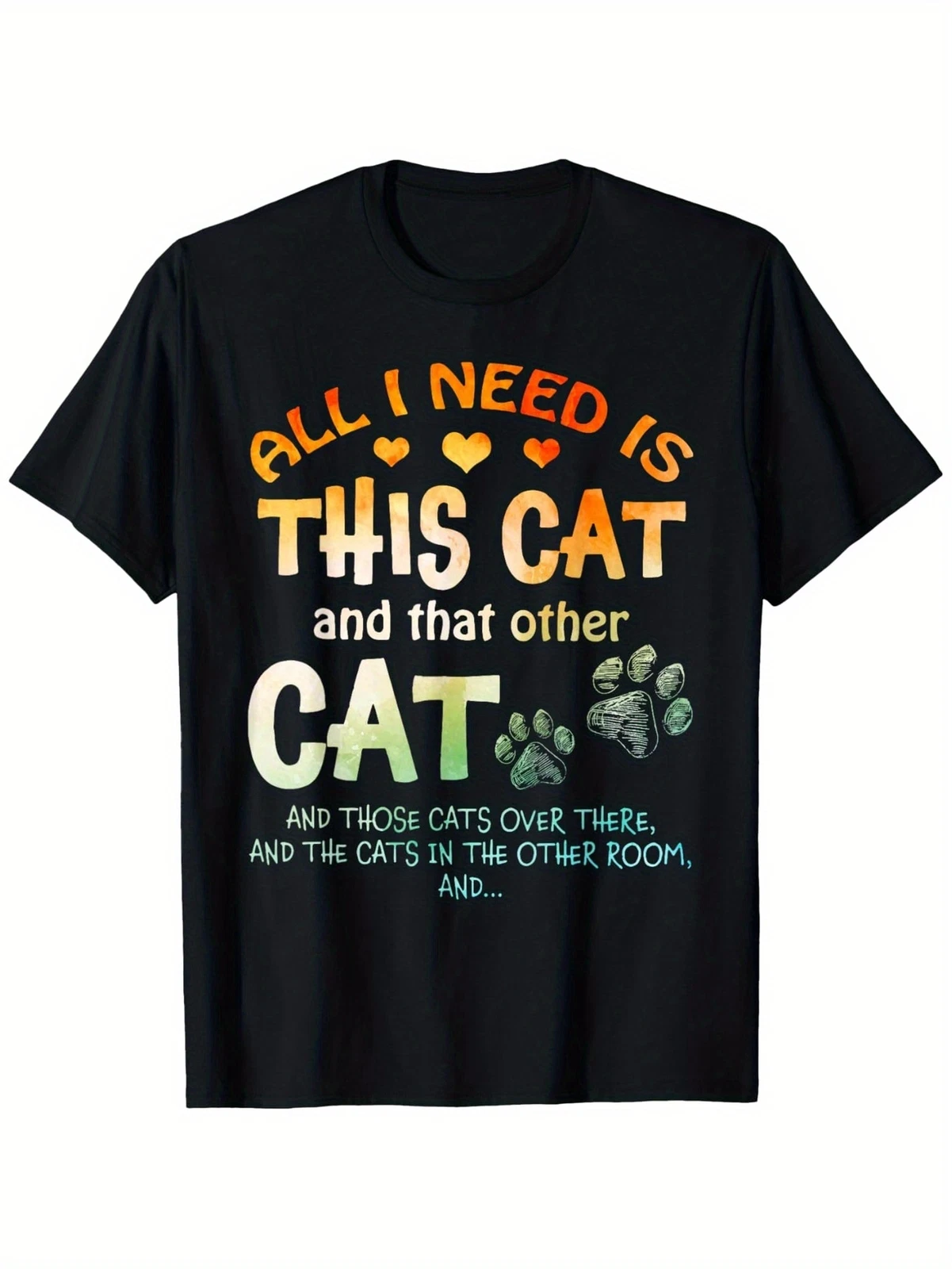 Cat Lover T-Shirt - Black, Small - Funny 