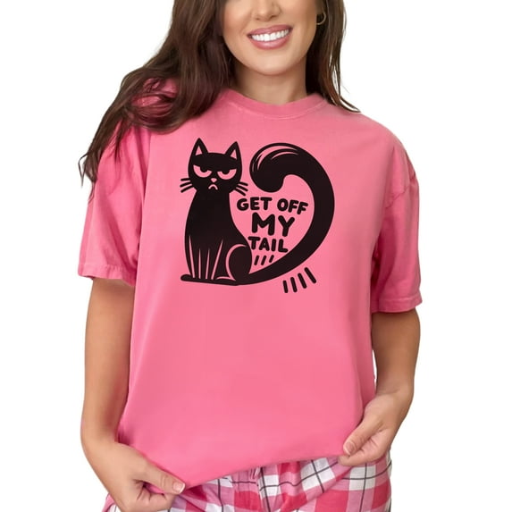 Cat Lover T-Shirt, Funny Get Off My Tail Shirt, Grumpy Cat Graphic Tee, Cute Cat Shirt for Pet Owners, Cat Attitude Shirt, Crunchberry Comfort Colors T-Shirt, 2XL