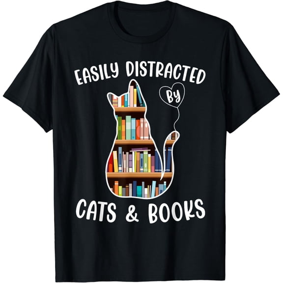 Cat Lover Tee Women Book Lover Reading Librarian Read T-Shirt