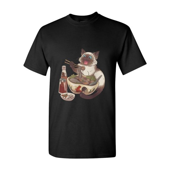 Cat Lover Thai Ramen Cute Foodie Kitten Funny Noodle Asian Pet Humor Gift T-Shirt, for men & women, up to size 5XL