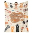 thumbnail image 1 of Cat Lover Throw Blanket, Cute Paw Print Cozy Blanket, Trendy Fuzzy Gift for Pet Owners, 1 of 4