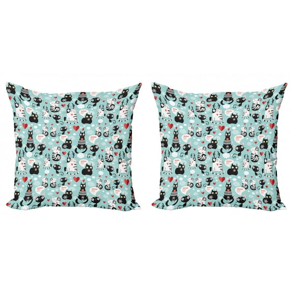 Ambesonne Cat Throw Pillow Cover 2 Pack, Kitties Love Daydreaming, 20", Multicolor