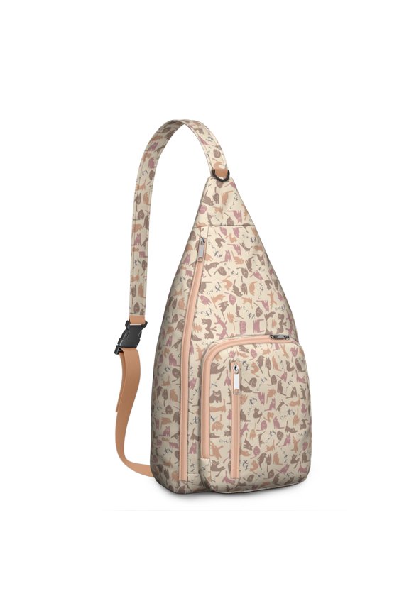Cat Lover's Crossbody Bag - Cat and Moon Artwork Print Sling Pack (Adjustable Strap, Multi-Occasion Stylish Design)