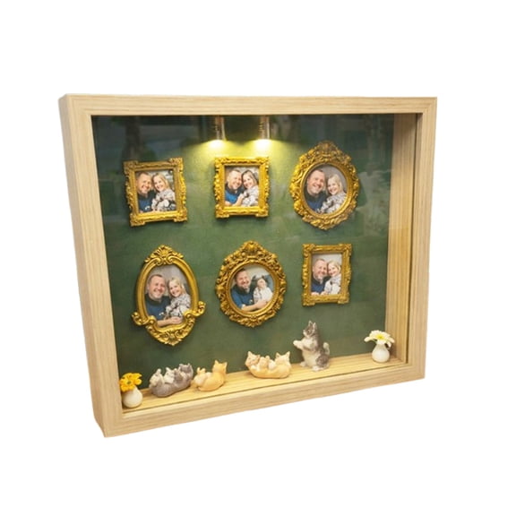 Cat Lovers DIY Mini Shadow Box Frame Kit – Cute Kitty Silhouettes 3D Scene, Photo Holder 4×4 cm, Desk or Wall Display, Resin Wood Craft Gift Set