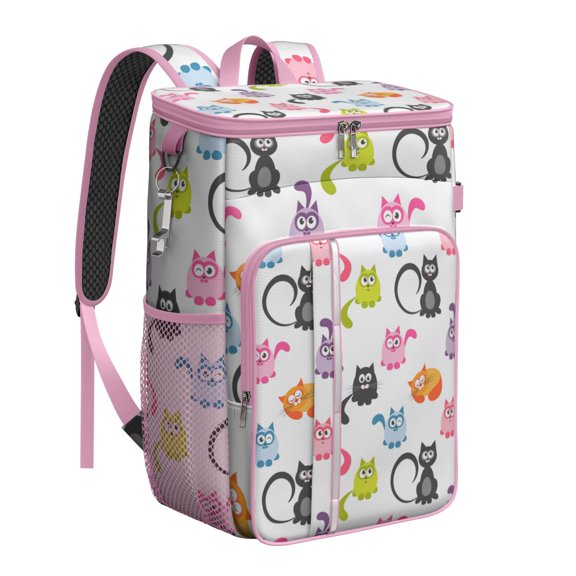 Cat Lovers Funny Print Backpack Cooler – Leakproof Insulated Cooler Bag with Paw Print and Cute Cat Design for Road Trips & Hiking