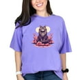 thumbnail image 1 of Cat Lovers Graphic Tee, Cute Cat with Flowers T-Shirt, Artistic Cat Print Top, Unique Cat Themed Shirt, Trendy Cat Art Tee, Gift for Cat, Violet Comfort Colors T-Shirt, 2XL, 1 of 1
