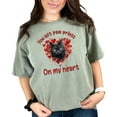 thumbnail image 1 of Cat Lovers T-Shirt, You Left Prints of Paw On My Heart, Adorable Cat Heart Design, Cute Cat Themed Gift, Emotional Cat Tribute Tee, Moss Comfort Colors T-Shirt, 3XL, 1 of 1