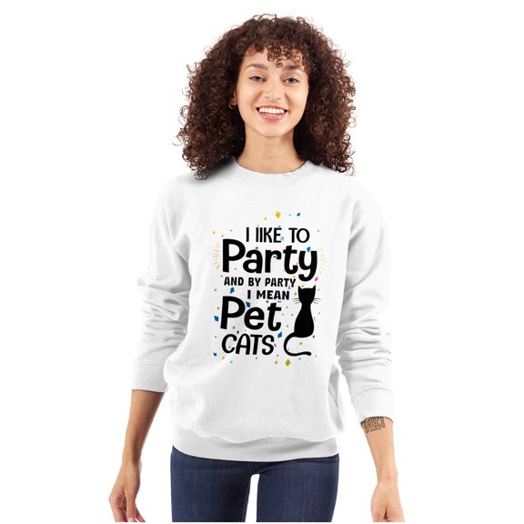 Cat Loving Introverts Funny Party Women Plus Size Crewneck Sweatshirt Brisco Brands 4X
