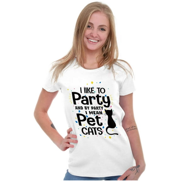Cat Loving Introverts Funny Party Womens Slim Fit Graphic Tee Brisco Brands L