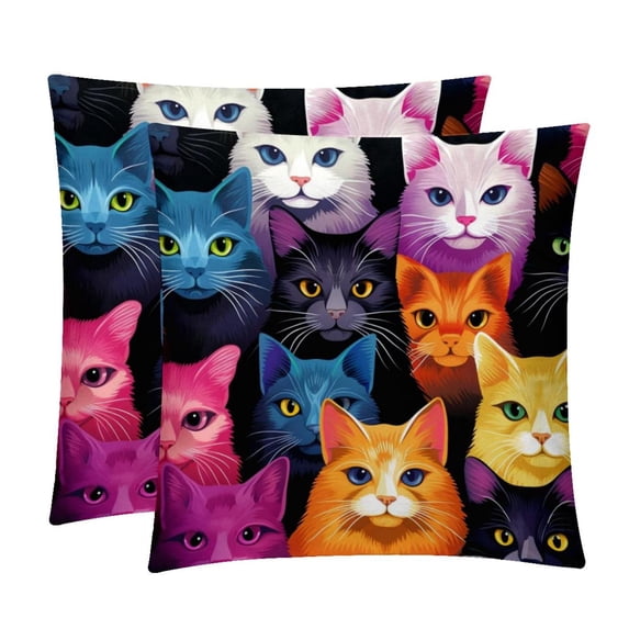 Cat Luxurious Velvet Pillows Covers Set of 2 for Throw Pillow or Bed Pillow, Unique Patterns, 16x16 18x18 20x20 Inches,for Various Occasions