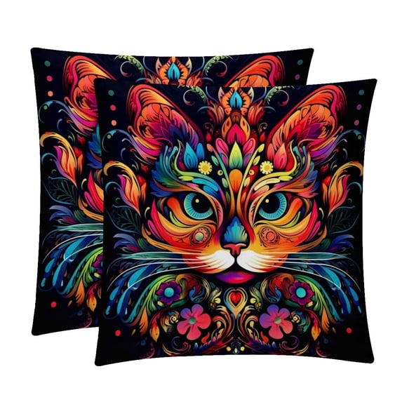Cat Luxurious Velvet Throw Pillow Inserts with Unique Patterns - Set of 2 Chair Pillow Covers - Available in 16x16, 18x18, 20x20 Inches for All Occasions