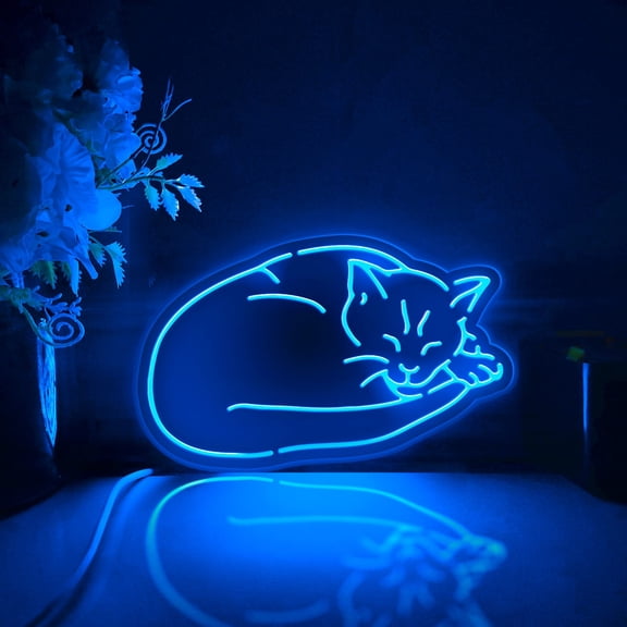 Cat Lying Down Led Light Box, Dimmable Neon-Like Light Signs USB Power for Wall Decor Bedroom Decoration, RGB Light (WxH) 8"x5"