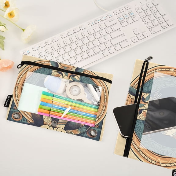 Cat Magic Array Lion 2 Pack Pencil Pouches Zipper Pencil Case 3 Ring Pencil Pouch Cosmetic Bag