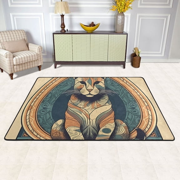 Cat Magic Array Lion Area Rug Washable 72 x 48 Floor Carpet Mat Non Slip for Bedroom Living Room Kids Room Home Decor