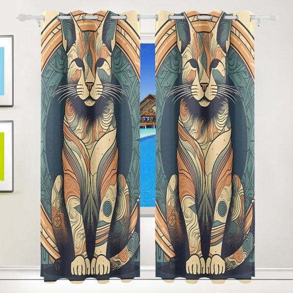 Cat Magic Array Lion Black Out Curtains 84 Inch Length for Bedroom Living Room Windows 2 Panels Set