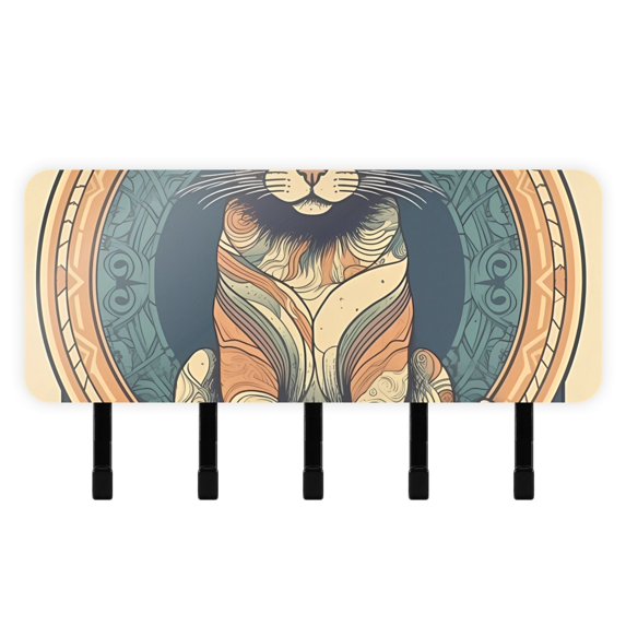 Cat Magic Array Lion Mail Holder Organizer Wall Mount with Shelf Key Holder Key Rack with 5 Key Hooks for Wall Decorative