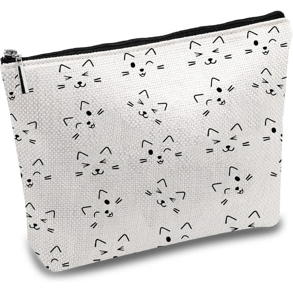 Cat Makeup Bags Cosmetic Bag Multi Purpose Pencil Case Metal Zipper Pouch Toiletry Travel Bag Purse for Graduation Appreciation Gifts Teacher Supplies Gift Christmas Bags 10 x 7Inch DIY Cat Shape