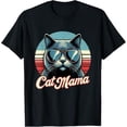 Cat Mama Cool Russian Blue Cat Mother's Day Retro Cat Mom T-Shirt