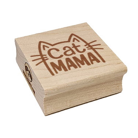 Cat Mama Mom Square Rubber Stamp Stamping Scrapbooking Crafting - Small 1.25in