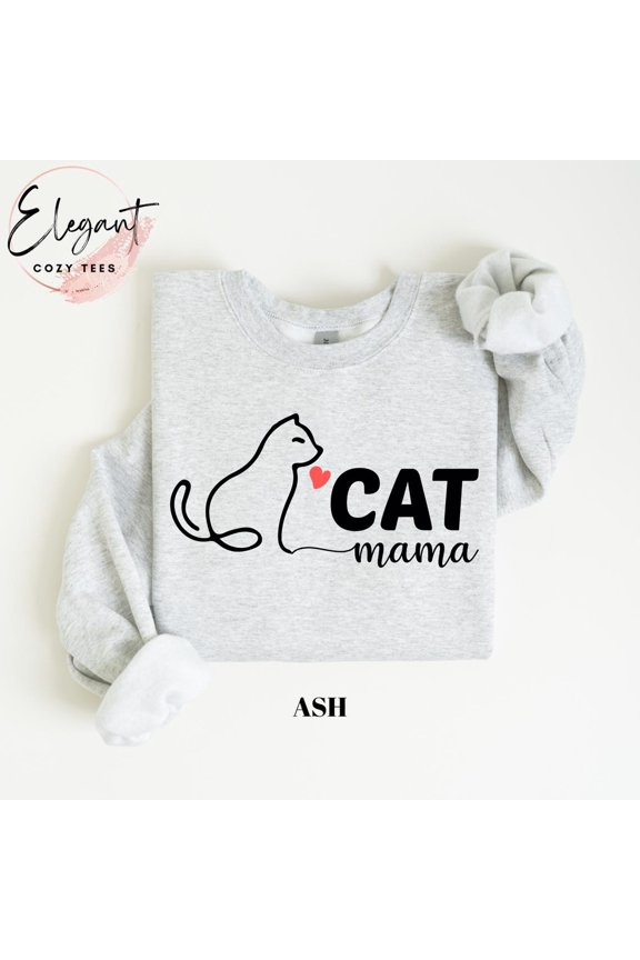 Cat Mama Sweatshirt, Minimal Heart Cat Mom Sweater, Pet Lover Shirt, Cat Lover , Trendy Cat Mommy Shirt, Cat Mom Season All Size S-5XL