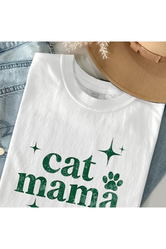 Cat Mama T-Shirt, Cute Cat Lover Gift, Funny Cat Mom Tee, Mother's Day Gift, Gift For Her, Cat Paw Shirt, Trending T-Shirt on Birthday