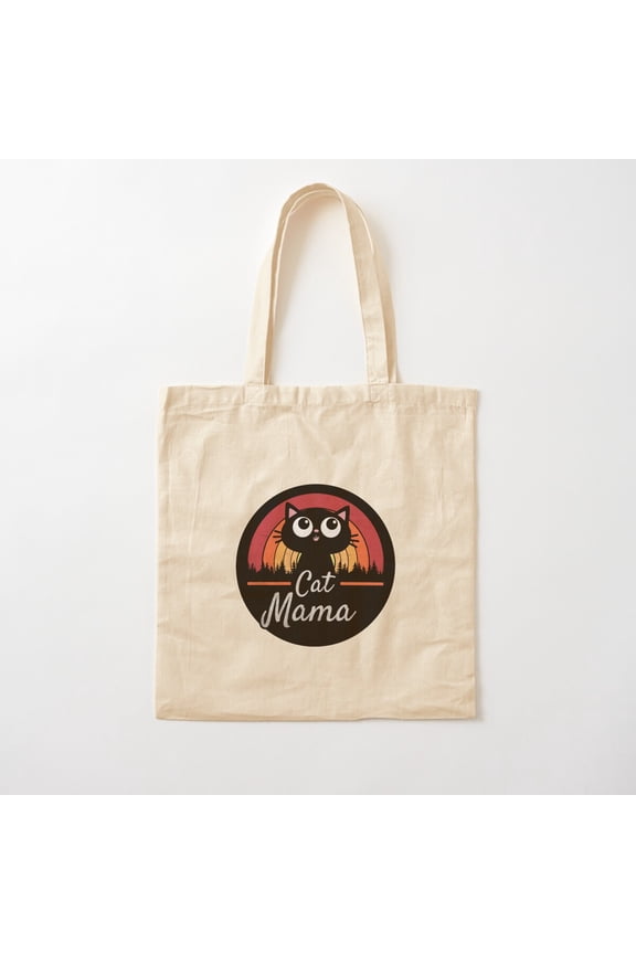 Cat Mama Variant 2 Canvas Tote Bags, Reusable Shopping Bag