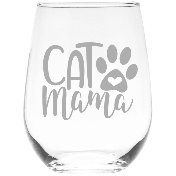 C&M Personal Gifts 17 oz Cat Mama Stemless Wine Glass