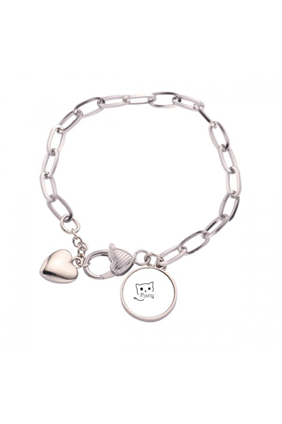 Cat Map Idea Art Deco Fashion Heart Chain Bracelet Jewelry Charm Fashion