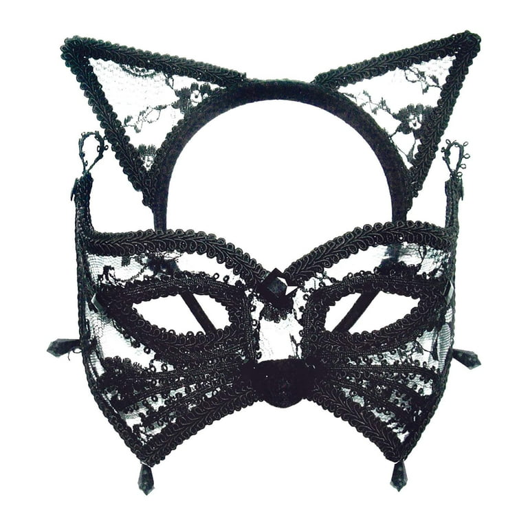 Cat Mask + Ears On Headband Eye Masks Unisex Cat Mask + Ears On Headband Eye Masks Unisex
