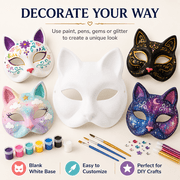 Cat Mask Home Gardening Decor Mask DIY Painted Blank Mask White Paper Mask Half Blank Role Playing Dress up Mask Plain Masquerade Mask Christmas Carnival Party Favors