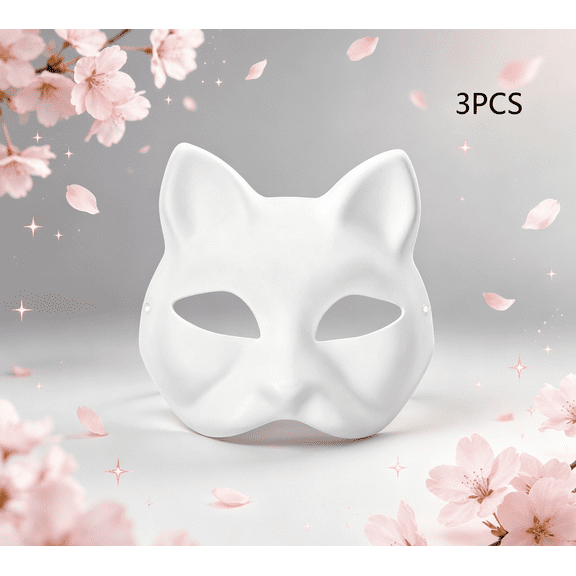 Cat Mask Home Gardening Decor Mask DIY Painted Blank Mask White Paper Mask Half Blank Role Playing Dress Up Mask Plain Masquerade Mask Christmas Carnival Party Favors