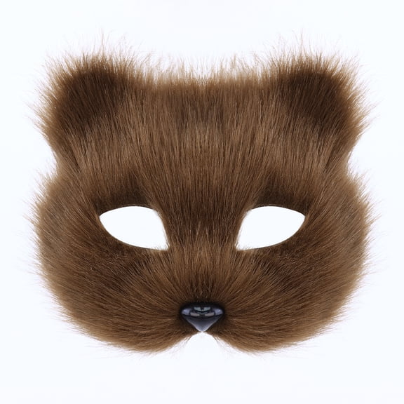 Cat Mask Tail Set,Faux Fur Cat Wolf Fox Mask with Fluffy Long Tail,Halloween Fursuit Therian Fox Animal Cosplay Party Costume