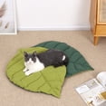 thumbnail image 1 of Cat Mat Non Slip Pet Bed Pad 25 Inch Washable Leaf Shaped Floor Mat for Small Medium Animals All Season Crate Mat, 1 of 6