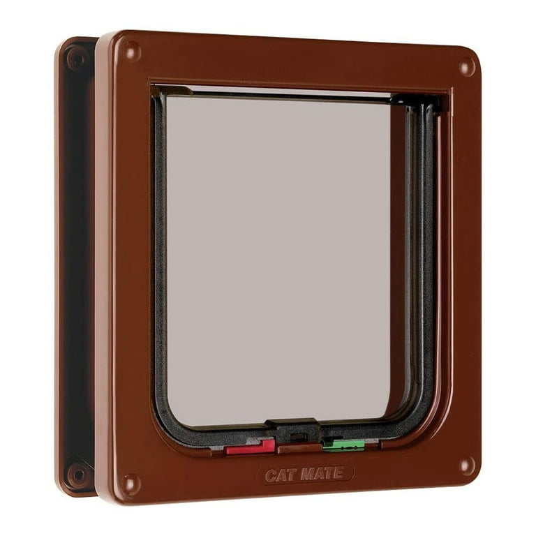 Cat Mate 4 Way Locking Cat Flap with Door Liner Transparent Flap and Magnetic Catch Brown Walmart