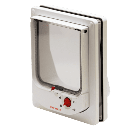 Cat Mate Electromagnetic Cat Flap-White W/4-Way Locking Options and 2 Collar Magnets