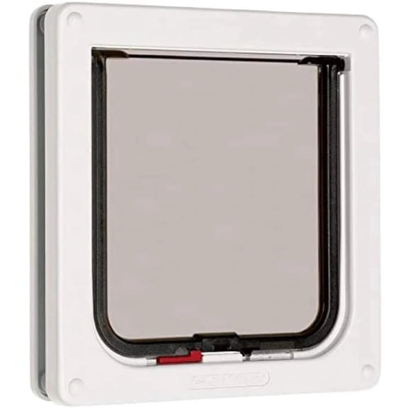 Cat Mate Lockable Cat Flap - White 7-5/8 Wide x 7-7/8 High