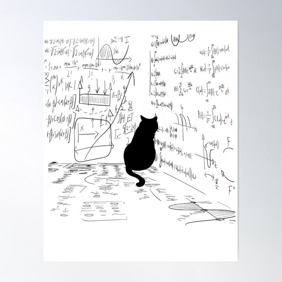 Cat Math Calculations Poster Wall Art, Modern Wall Decor For Living Room Bedroom, 8x12 UNFRAMED