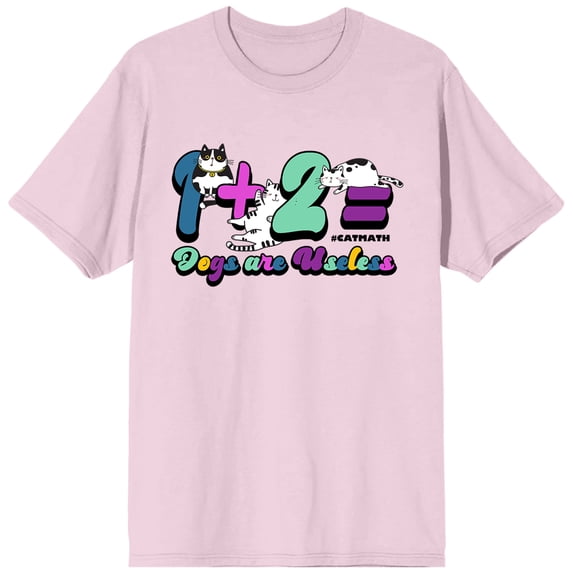 Cat Math Dogs Are Useless Women's Pink Short Sleeve Tee