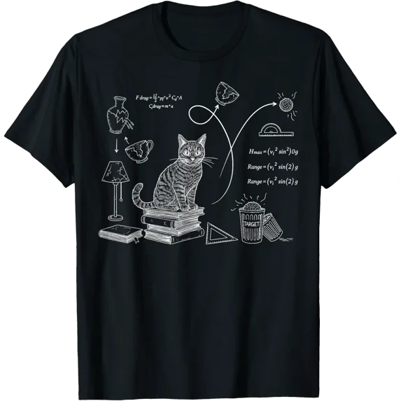 Cat Math Physics Equations Science T-Shirt Size S-5XL - Walmart.com