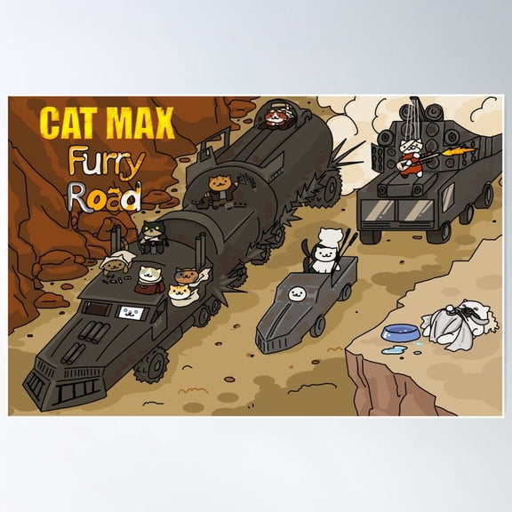 Cat Max: Furry Road Poster Wall Art, Modern Wall Decor For Living Room Bedroom, 12x18 UNFRAMED