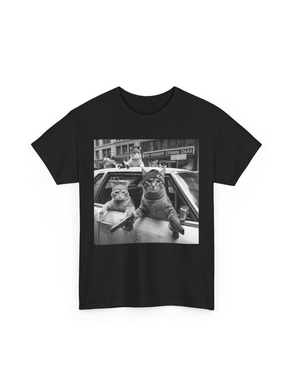 Cat Meme Funny T-Shirt, Gangster Cats Street Women Men Shirt