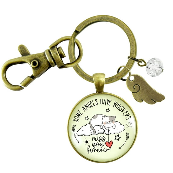 Cat Memorial Keychain Some Angels Have Whiskers