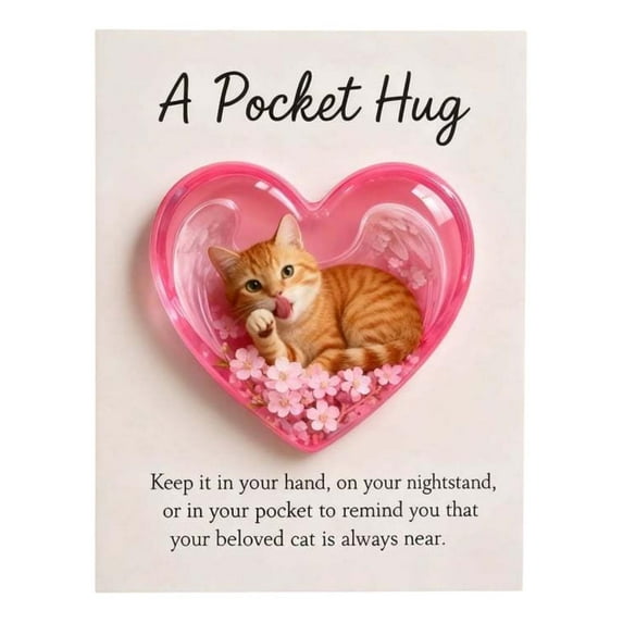 Cat Memorial Pocket Keepsake Heart Shape Resin Souvenir Pet Remembrance Gift Animal Lover