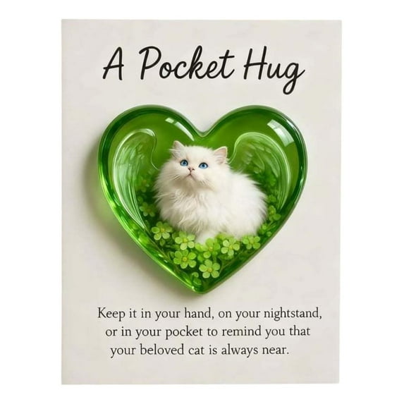Cat Memorial Pocket Keepsake Heart Shape Resin Souvenir Pet Remembrance Gift Animal Lover