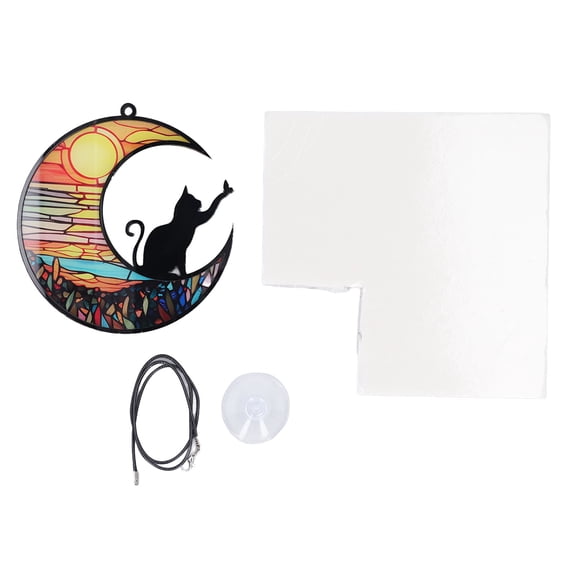 Cat Memorial Suncatcher Stained Glass Window Hanging Colorful UV Printed Acrylic Hanging Ornaments For Loss Of Cat