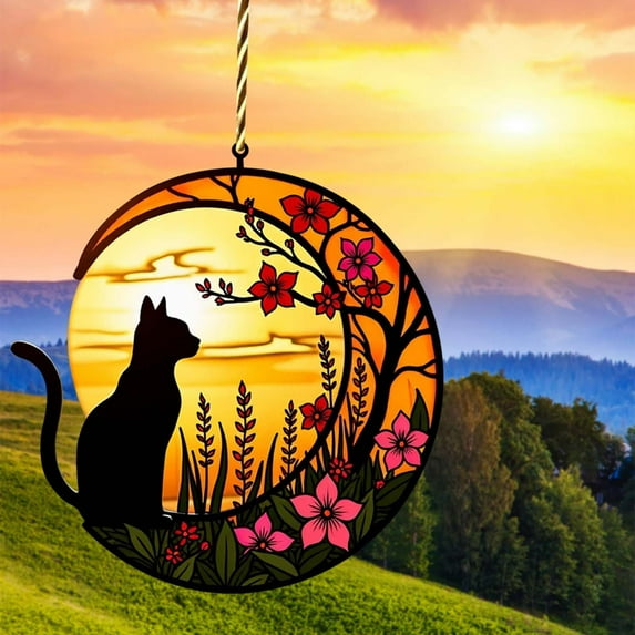 Cat Memorial Suncatcher for Windows, Cat Memorial Gifts for Loss of Cat, Cat Memorial Ornament, Pet Memorial Gifts, Pet Memorial Ornament, Pet Loss Gifts, Personalized Cat Ornament